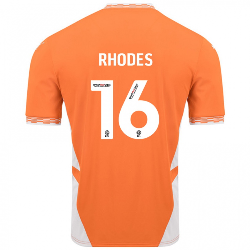 Dětské Jordan Rhodes #16 Oranžová Bílá Domů Hráčské Dresy 2024/25 Dres