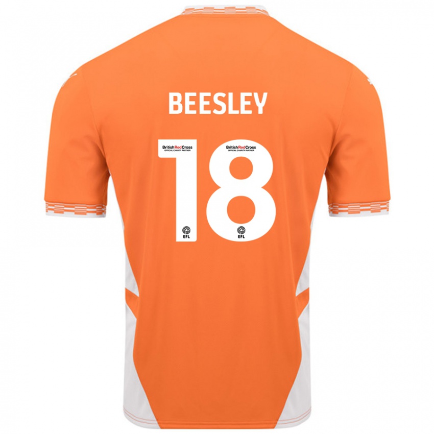 Dětské Jake Beesley #18 Oranžová Bílá Domů Hráčské Dresy 2024/25 Dres