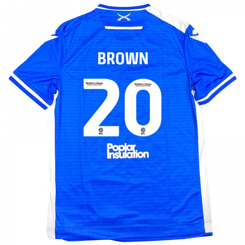 Dětské Jevani Brown #20 Modrá Bílá Domů Hráčské Dresy 2024/25 Dres