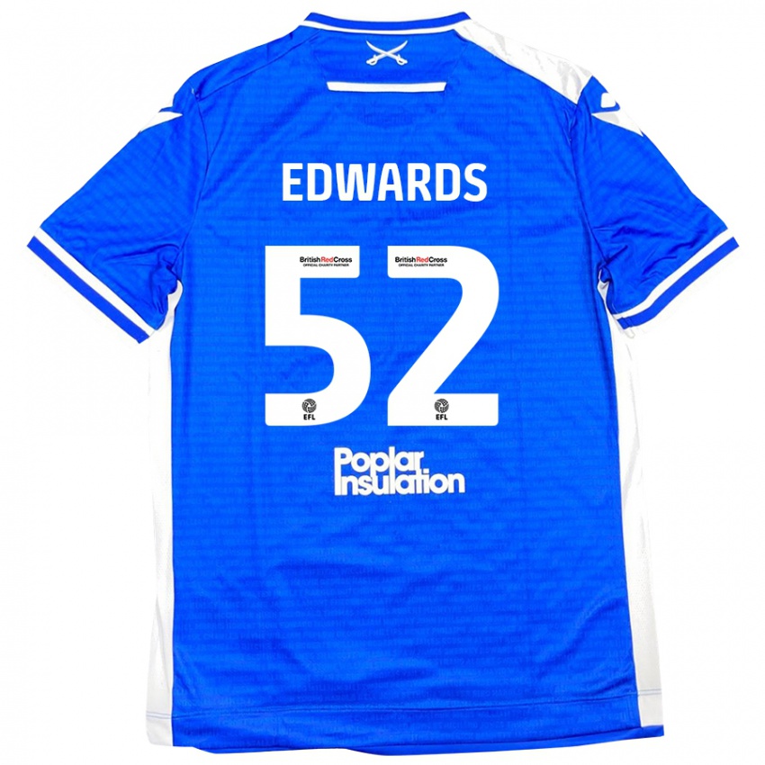 Dětské Max Edwards #52 Modrá Bílá Domů Hráčské Dresy 2024/25 Dres