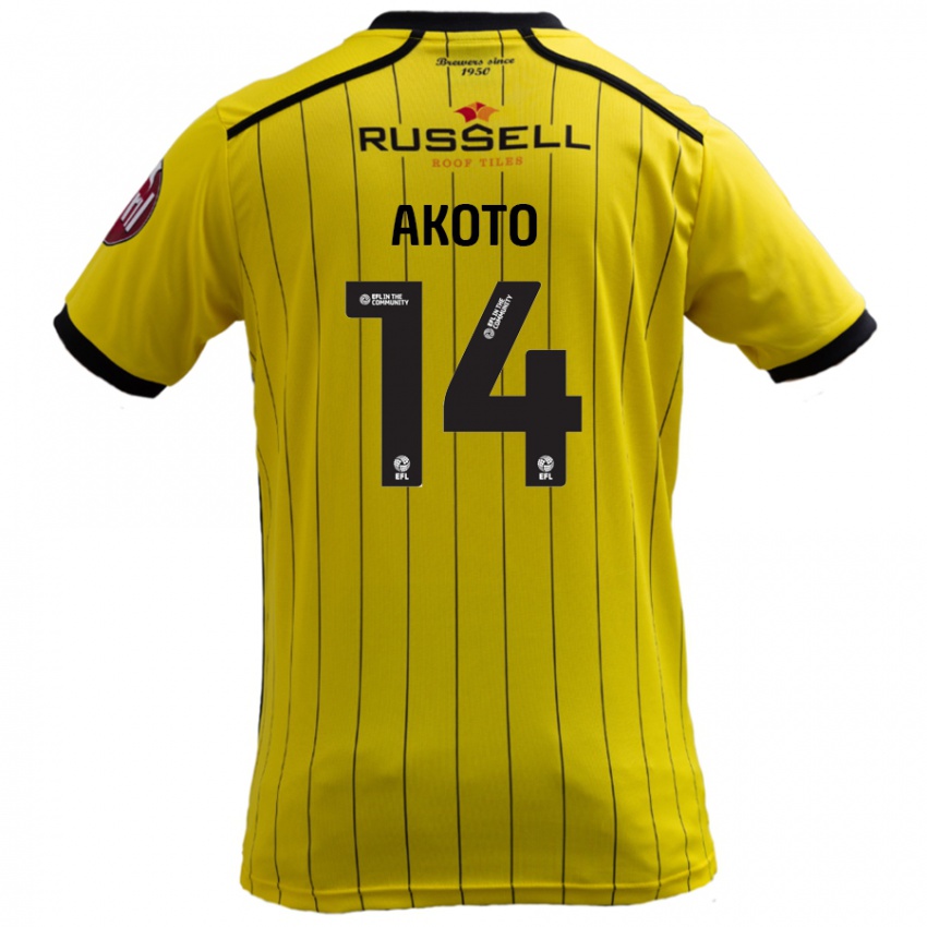 Dětské Nick Akoto #14 Žluť Domů Hráčské Dresy 2024/25 Dres