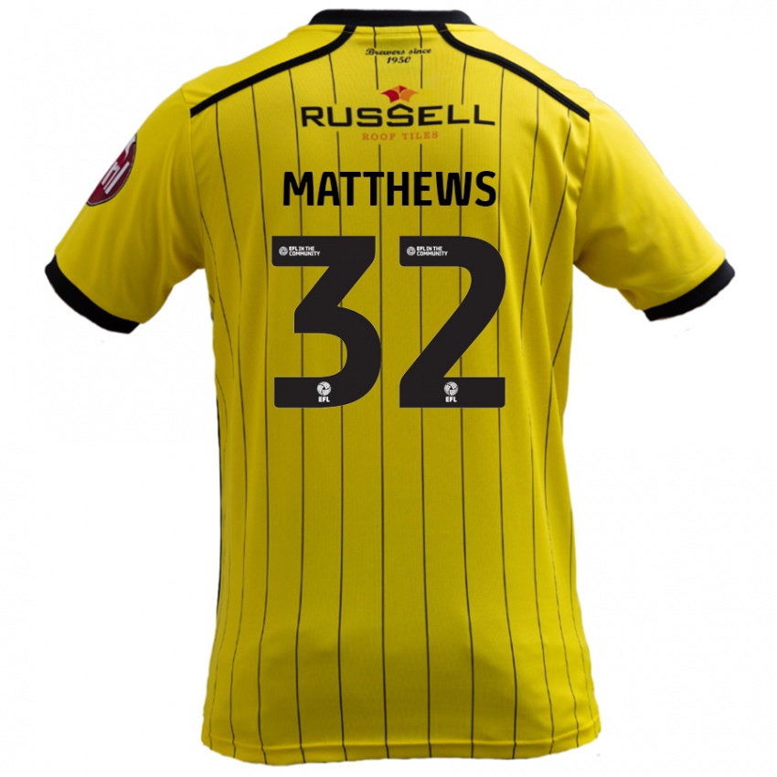 Dětské Daniel Matthews #32 Žluť Domů Hráčské Dresy 2024/25 Dres