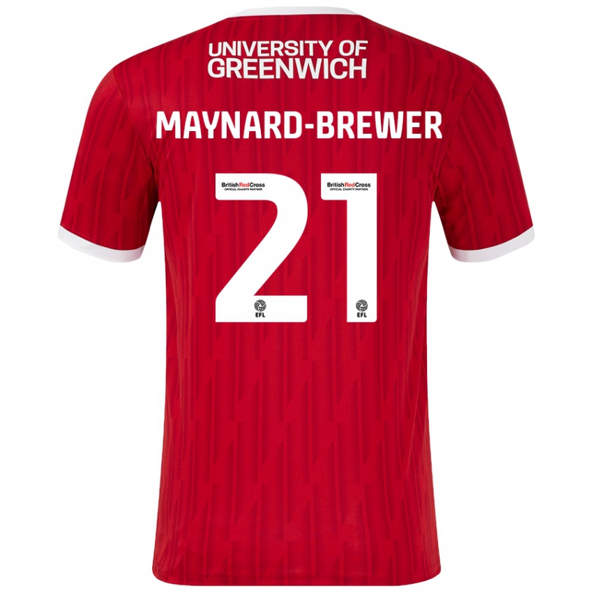 Dětské Ashley Maynard-Brewer #21 Červená Bílá Domů Hráčské Dresy 2024/25 Dres