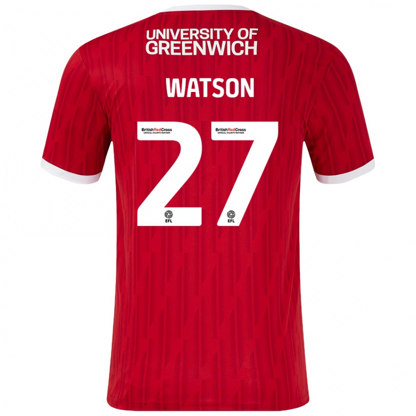 Dětské Tennai Watson #27 Červená Bílá Domů Hráčské Dresy 2024/25 Dres