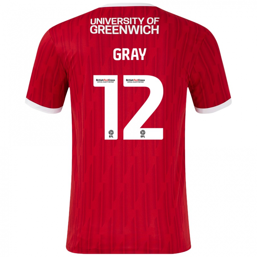 Dětské Jessica Gray #12 Červená Bílá Domů Hráčské Dresy 2024/25 Dres