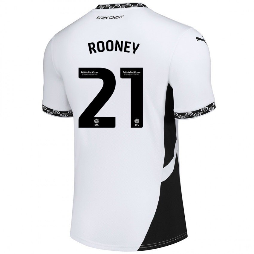 Dětské Jake Rooney #21 Bílá Černá Domů Hráčské Dresy 2024/25 Dres