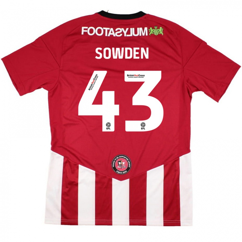 Dětské Andrew Sowden #43 Červená Bílá Domů Hráčské Dresy 2024/25 Dres