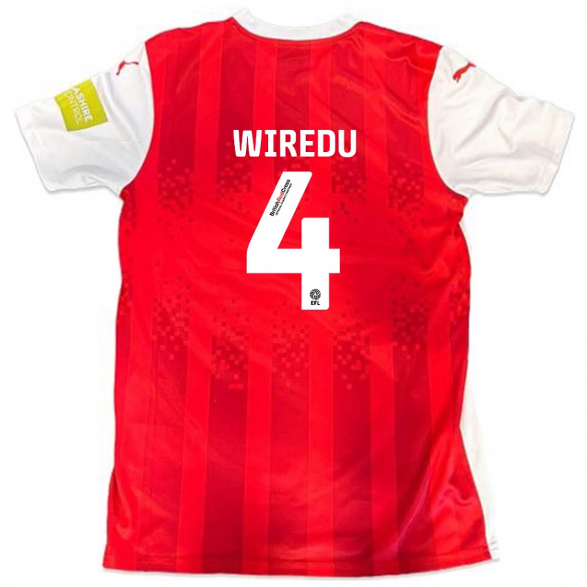 Dětské Brendan Wiredu #4 Červená Bílá Domů Hráčské Dresy 2024/25 Dres