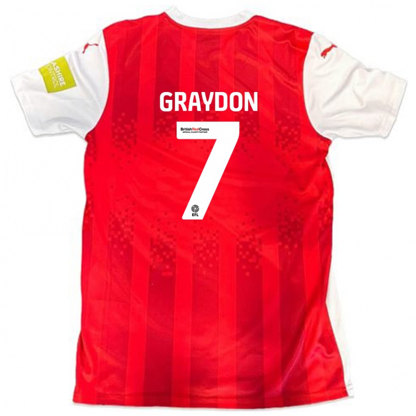 Dětské Ryan Graydon #7 Červená Bílá Domů Hráčské Dresy 2024/25 Dres