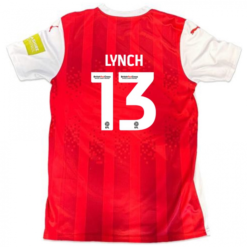 Dětské Jay Lynch #13 Červená Bílá Domů Hráčské Dresy 2024/25 Dres