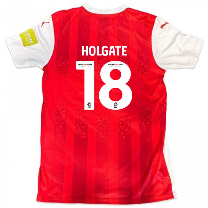 Dětské Harrison Holgate #18 Červená Bílá Domů Hráčské Dresy 2024/25 Dres