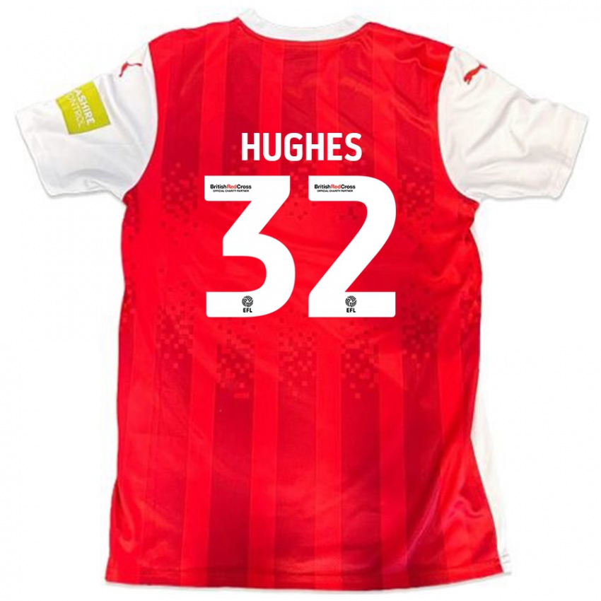 Dětské Kayden Hughes #32 Červená Bílá Domů Hráčské Dresy 2024/25 Dres