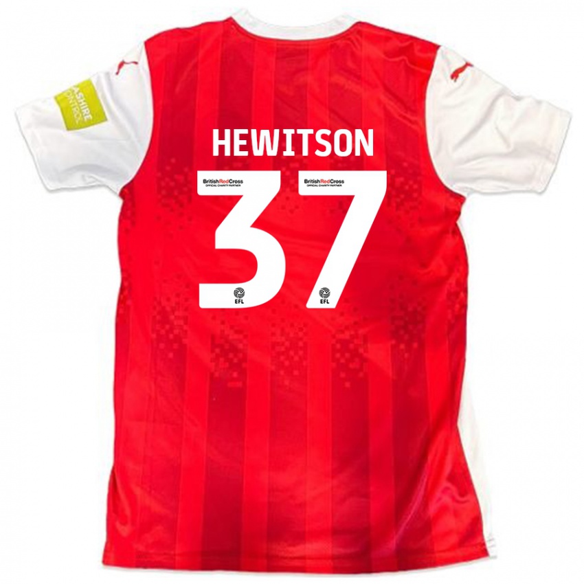 Dětské Luke Hewitson #37 Červená Bílá Domů Hráčské Dresy 2024/25 Dres