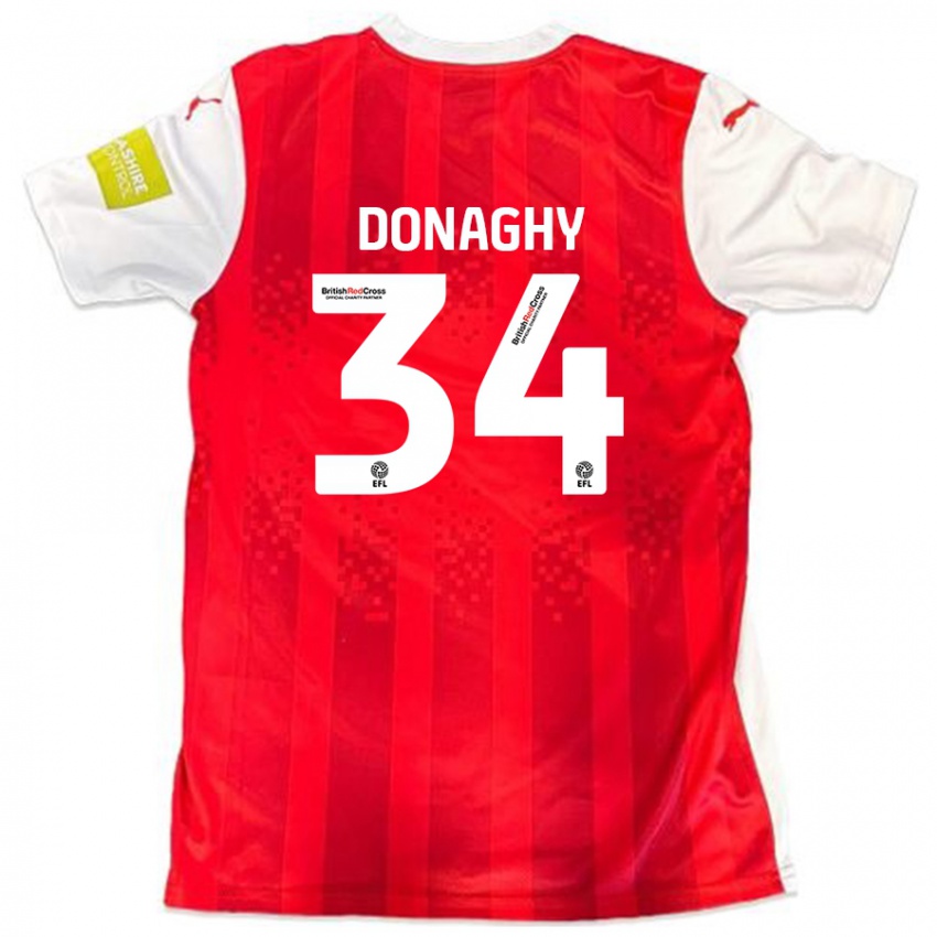 Dětské Tom Donaghy #34 Červená Bílá Domů Hráčské Dresy 2024/25 Dres