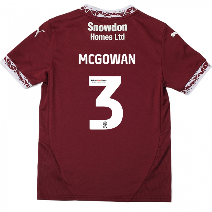 Dětské Aaron Mcgowan #3 Burgundské Domů Hráčské Dresy 2024/25 Dres