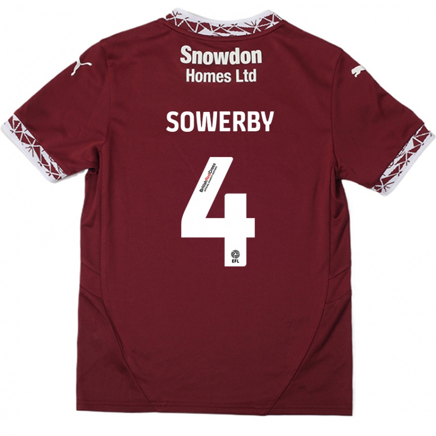 Dětské Jack Sowerby #4 Burgundské Domů Hráčské Dresy 2024/25 Dres