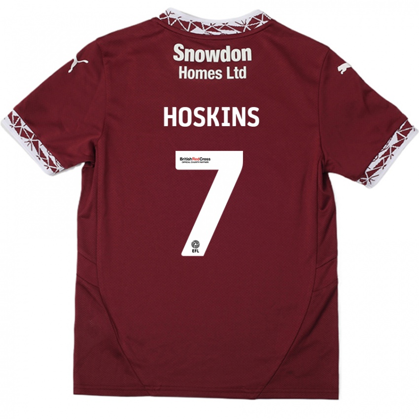 Dětské Sam Hoskins #7 Burgundské Domů Hráčské Dresy 2024/25 Dres