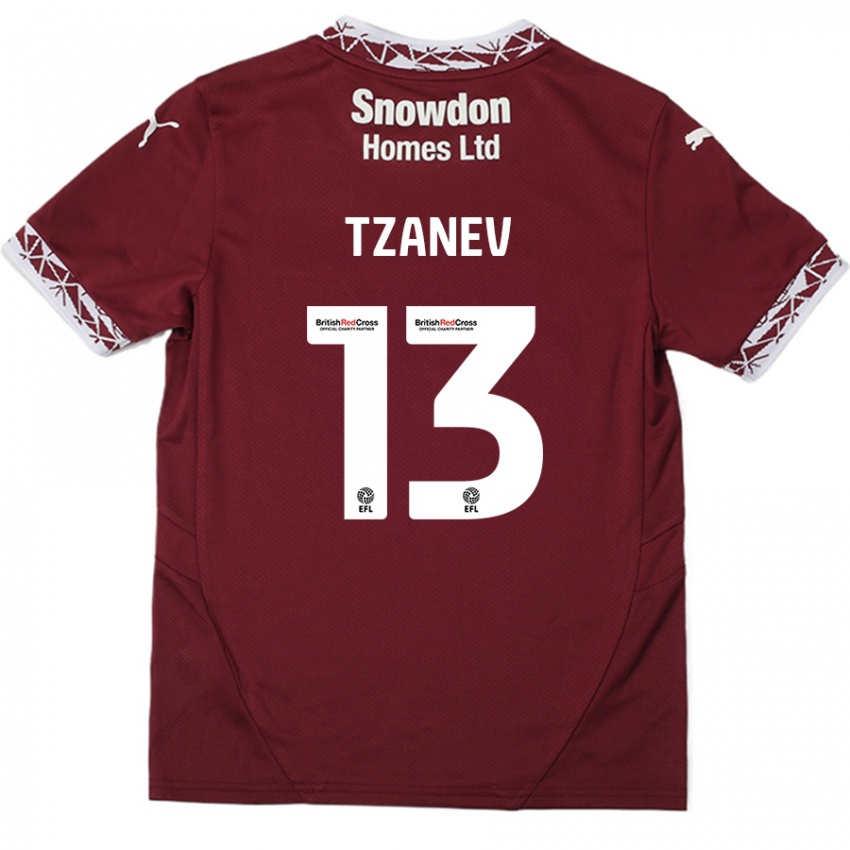 Dětské Nik Tzanev #13 Burgundské Domů Hráčské Dresy 2024/25 Dres