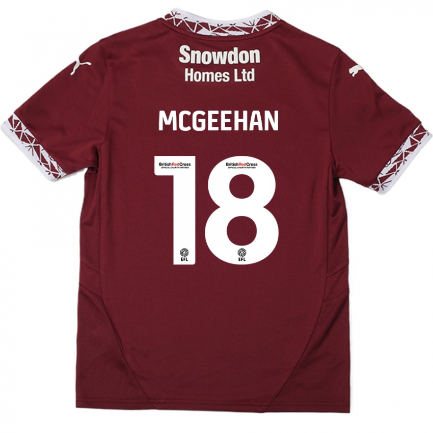 Dětské Cameron Mcgeehan #18 Burgundské Domů Hráčské Dresy 2024/25 Dres