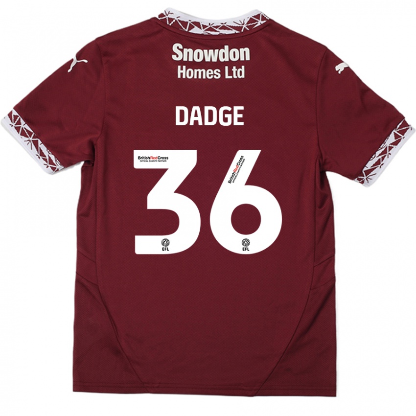 Dětské James Dadge #36 Burgundské Domů Hráčské Dresy 2024/25 Dres