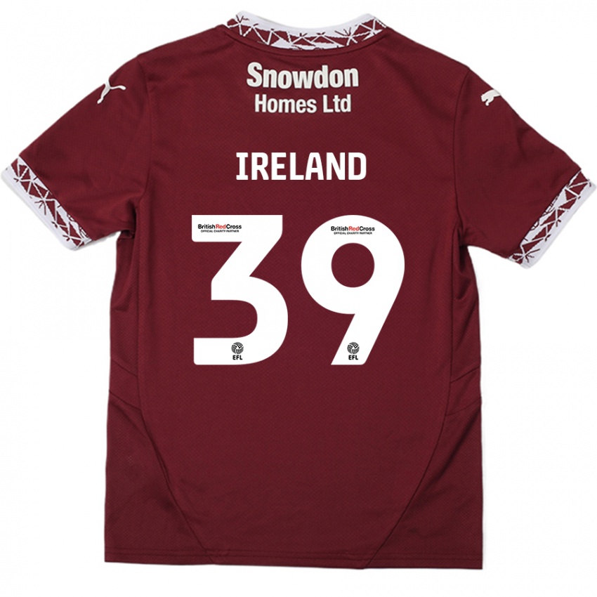 Dětské Matthew Ireland #39 Burgundské Domů Hráčské Dresy 2024/25 Dres