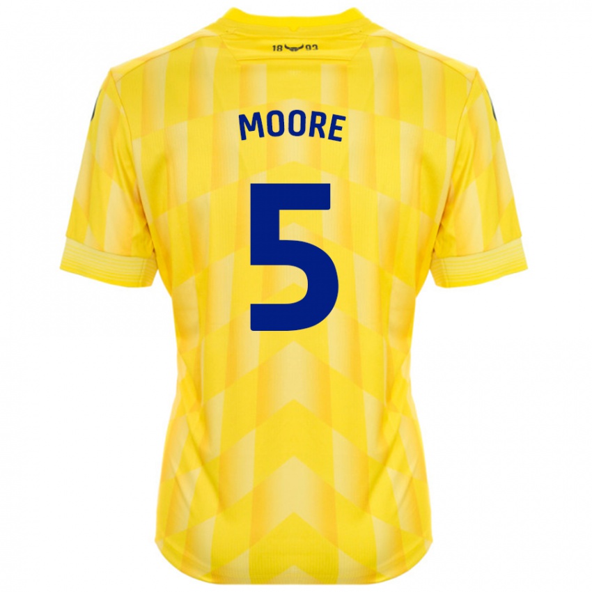 Dětské Elliott Moore #5 Žluť Domů Hráčské Dresy 2024/25 Dres