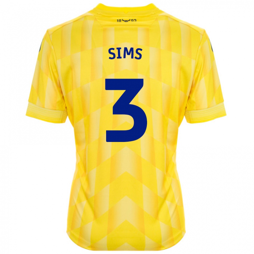 Dětské Gemma Sims #3 Žluť Domů Hráčské Dresy 2024/25 Dres