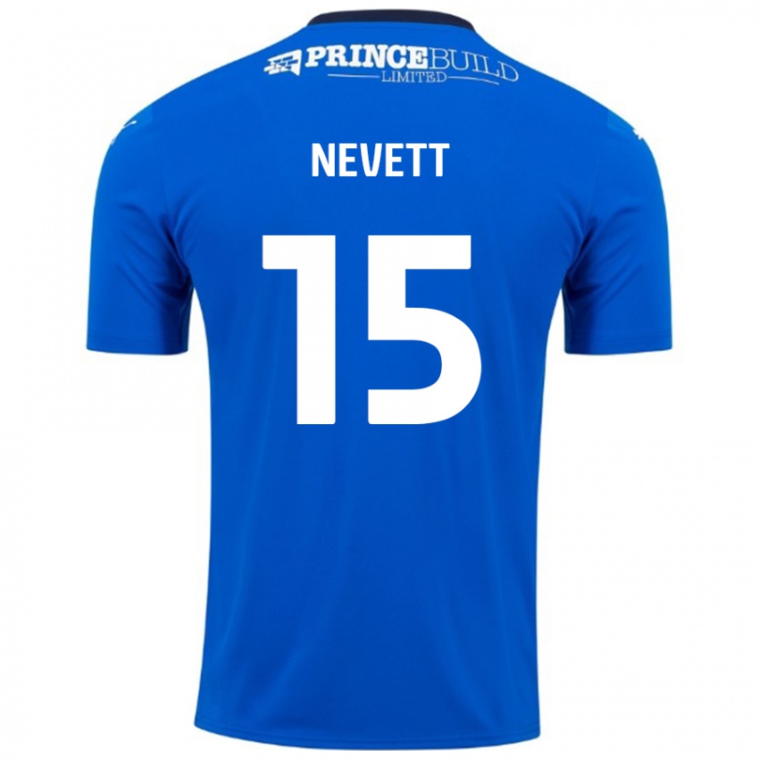 Dětské George Nevett #15 Modrá Bílá Domů Hráčské Dresy 2024/25 Dres