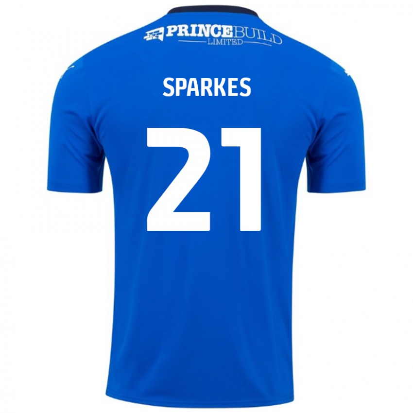 Dětské Jack Sparkes #21 Modrá Bílá Domů Hráčské Dresy 2024/25 Dres