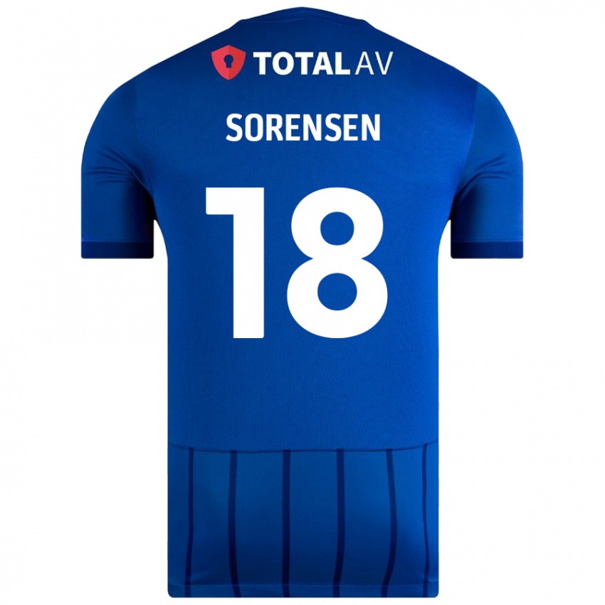 Dětské Elias Sørensen #18 Modrý Domů Hráčské Dresy 2024/25 Dres