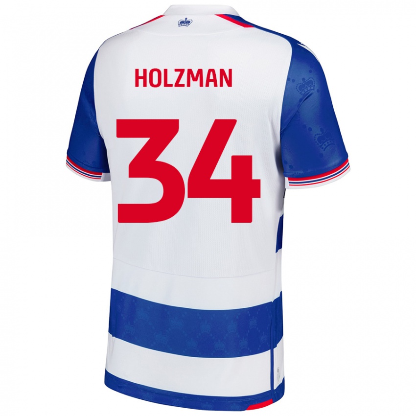 Dětské Louie Holzman #34 Modrá Bílá Domů Hráčské Dresy 2024/25 Dres