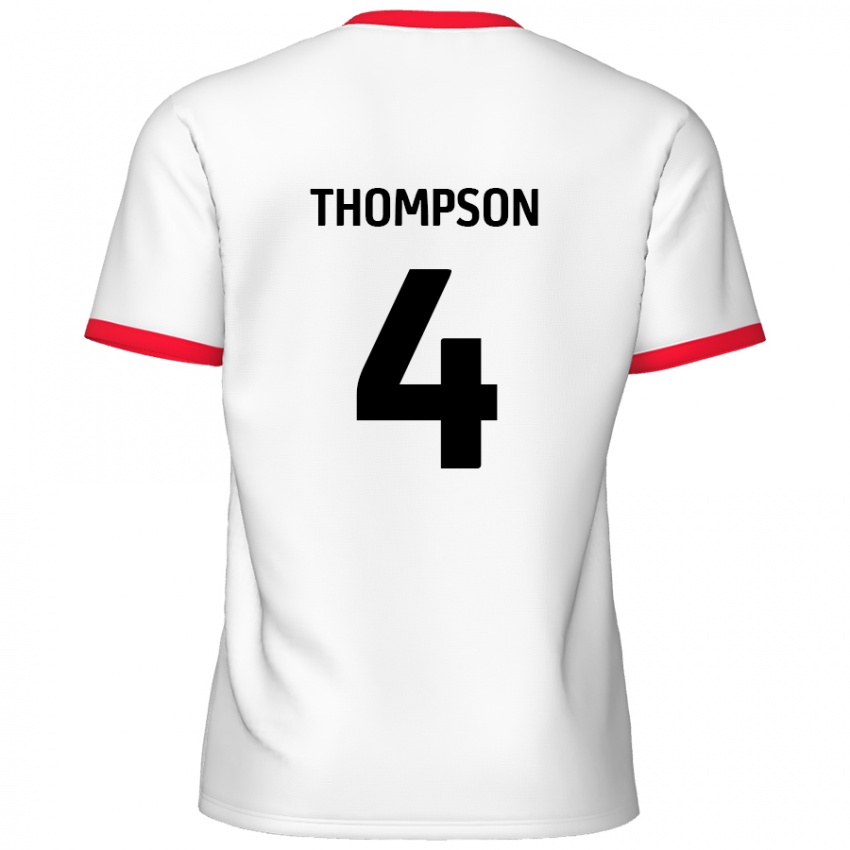 Dětské Nathan Thompson #4 Bílá Červená Domů Hráčské Dresy 2024/25 Dres