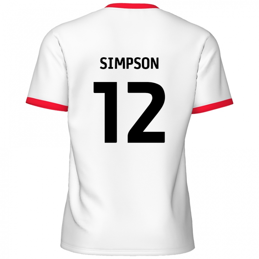 Dětské Tyreece Simpson #12 Bílá Červená Domů Hráčské Dresy 2024/25 Dres