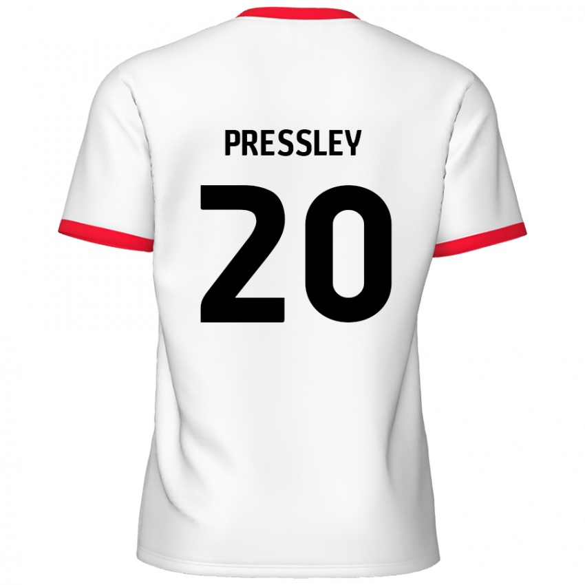 Dětské Aaron Pressley #20 Bílá Červená Domů Hráčské Dresy 2024/25 Dres