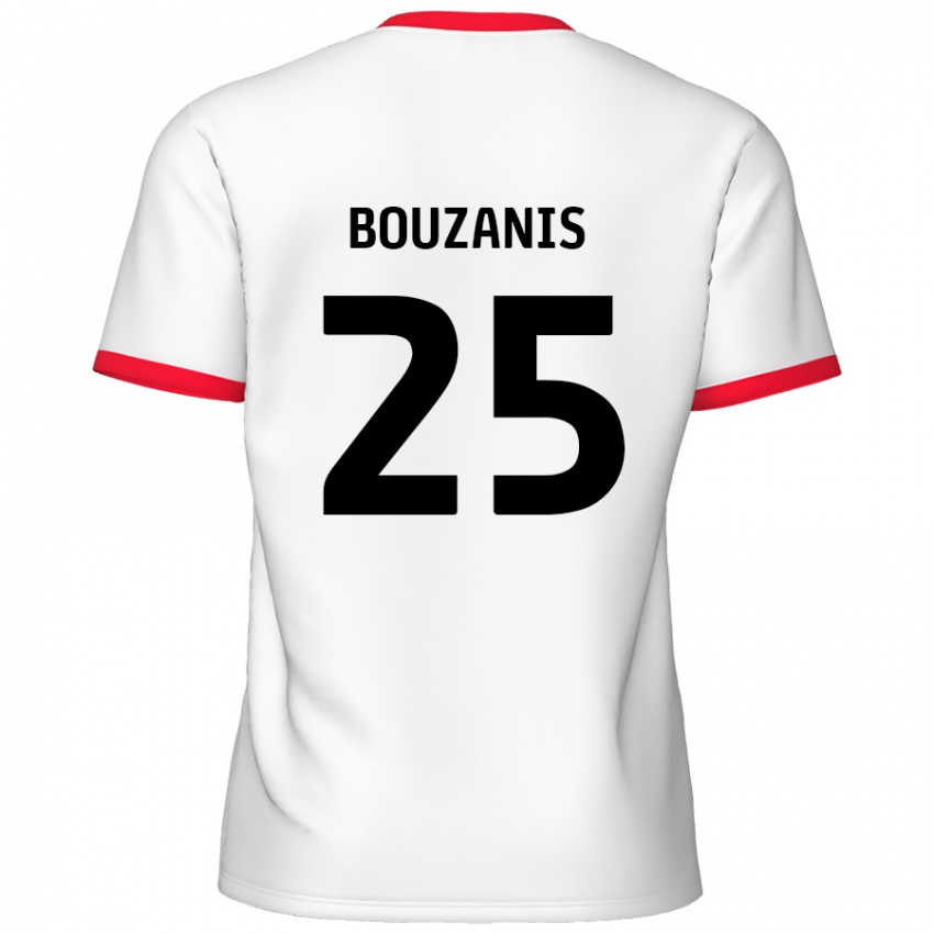 Dětské Dean Bouzanis #25 Bílá Červená Domů Hráčské Dresy 2024/25 Dres