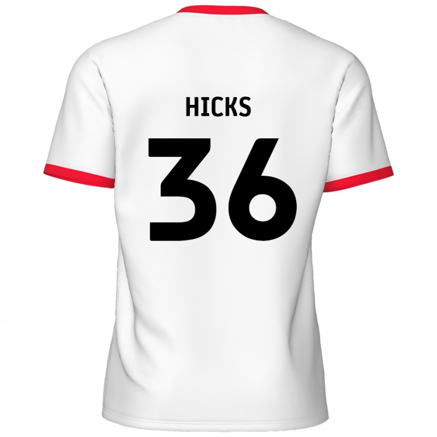 Dětské David Hicks #36 Bílá Červená Domů Hráčské Dresy 2024/25 Dres