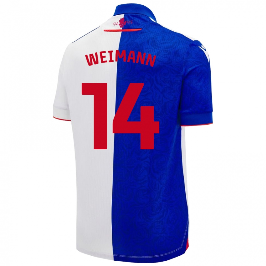 Dětské Andreas Weimann #14 Nebesky Modrá Bílá Domů Hráčské Dresy 2024/25 Dres