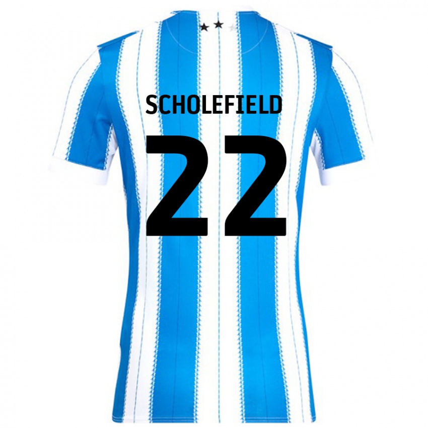 Dětské Lois Scholefield #22 Modrá Bílá Domů Hráčské Dresy 2024/25 Dres