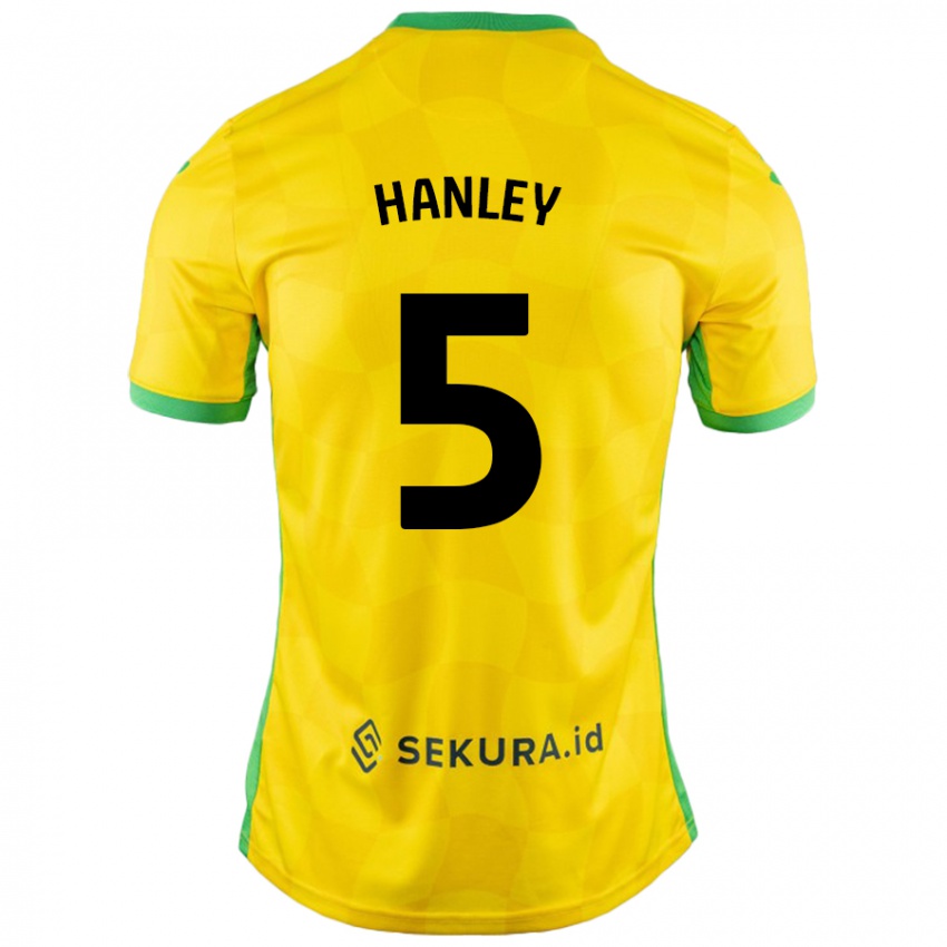 Dětské Grant Hanley #5 Žlutá Zelená Domů Hráčské Dresy 2024/25 Dres