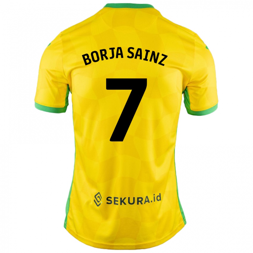 Dětské Borja Sainz #7 Žlutá Zelená Domů Hráčské Dresy 2024/25 Dres