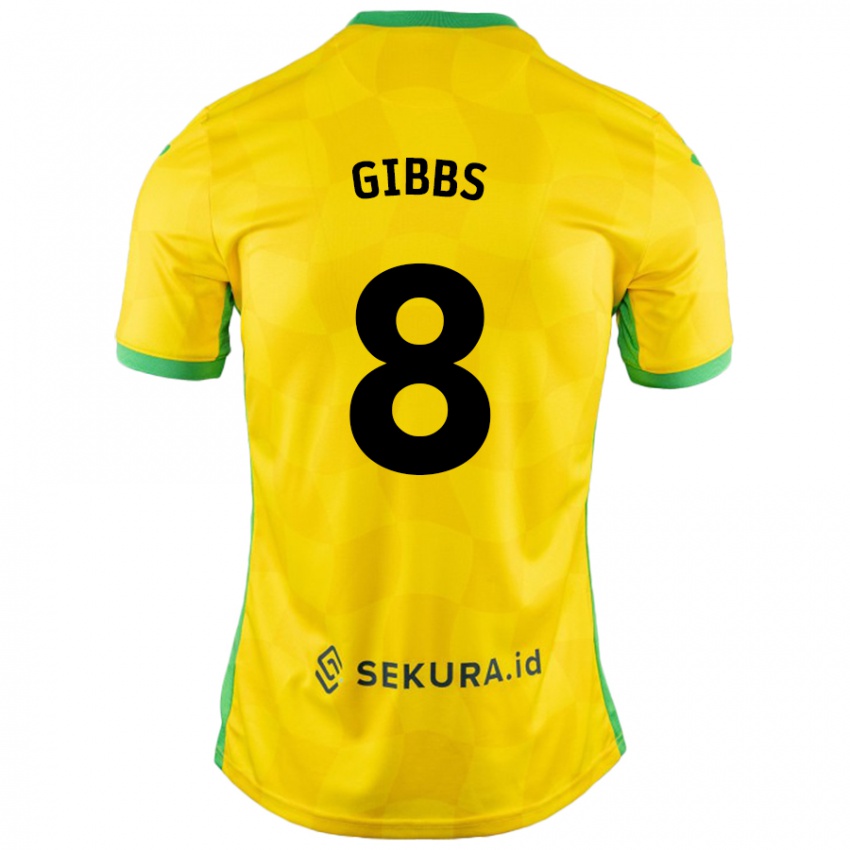 Dětské Liam Gibbs #8 Žlutá Zelená Domů Hráčské Dresy 2024/25 Dres