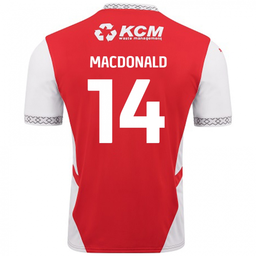 Dětské Alex Macdonald #14 Červená Bílá Domů Hráčské Dresy 2024/25 Dres