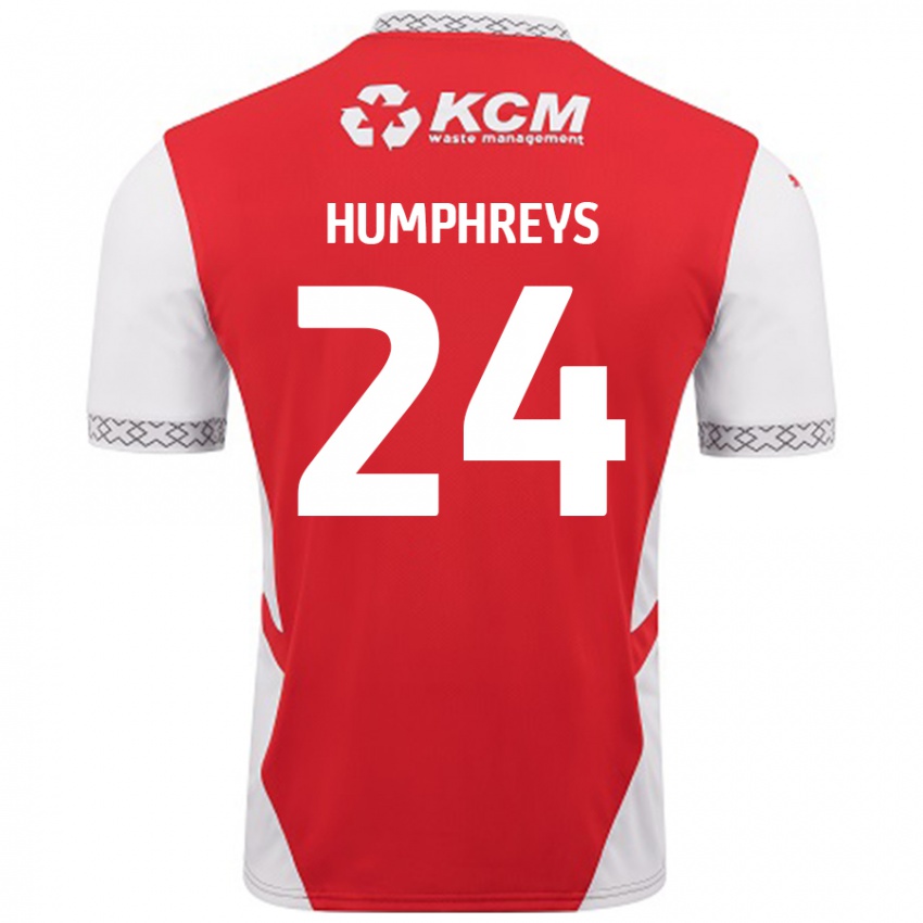 Dětské Cameron Humphreys #24 Červená Bílá Domů Hráčské Dresy 2024/25 Dres