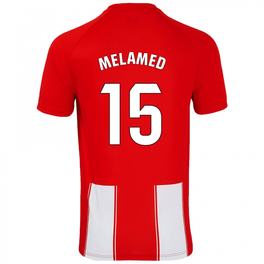 Dětské Nico Melamed #15 Červená Bílá Domů Hráčské Dresy 2024/25 Dres