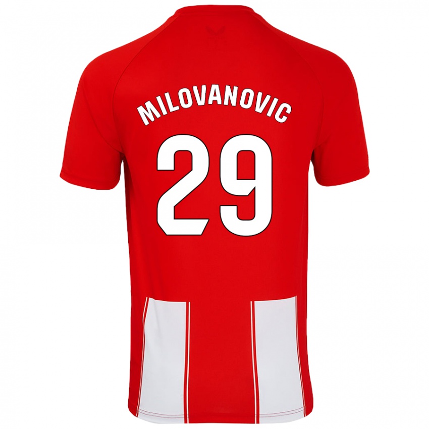 Dětské Marko Milovanovic #29 Červená Bílá Domů Hráčské Dresy 2024/25 Dres