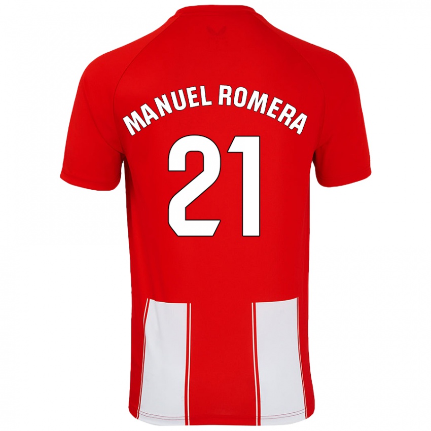 Dětské José Manuel Romera #21 Červená Bílá Domů Hráčské Dresy 2024/25 Dres