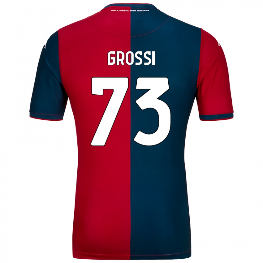 Dětské Jacopo Grossi #73 Červená Tmavě Modrá Domů Hráčské Dresy 2024/25 Dres