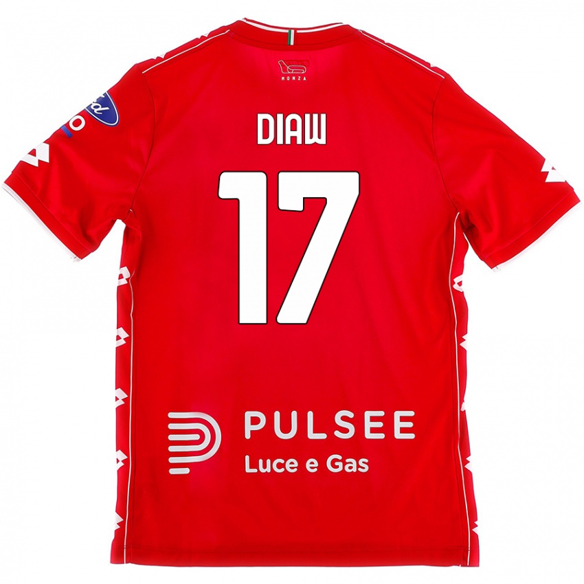 Dětské Davide Diaw #17 Červená Bílá Domů Hráčské Dresy 2024/25 Dres