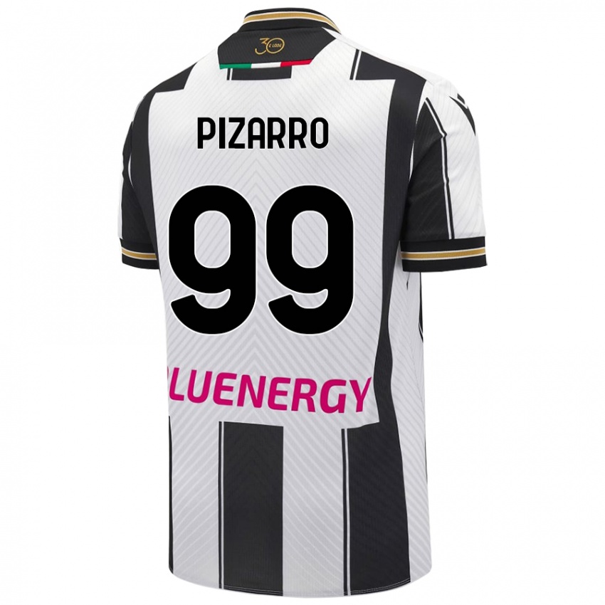 Dětské Damián Pizarro #99 Bílá Černá Domů Hráčské Dresy 2024/25 Dres