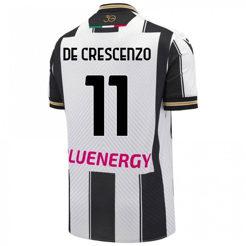 Dětské Marco De Crescenzo #11 Bílá Černá Domů Hráčské Dresy 2024/25 Dres